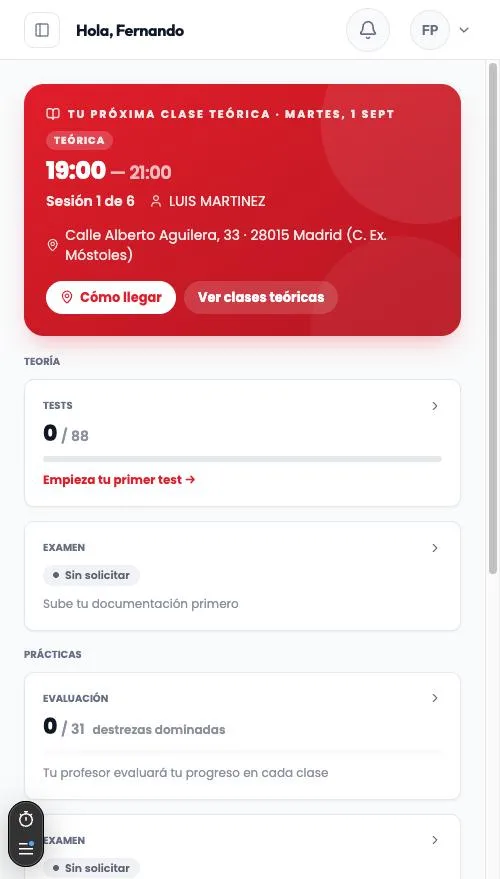 Autius student app dashboard on mobile